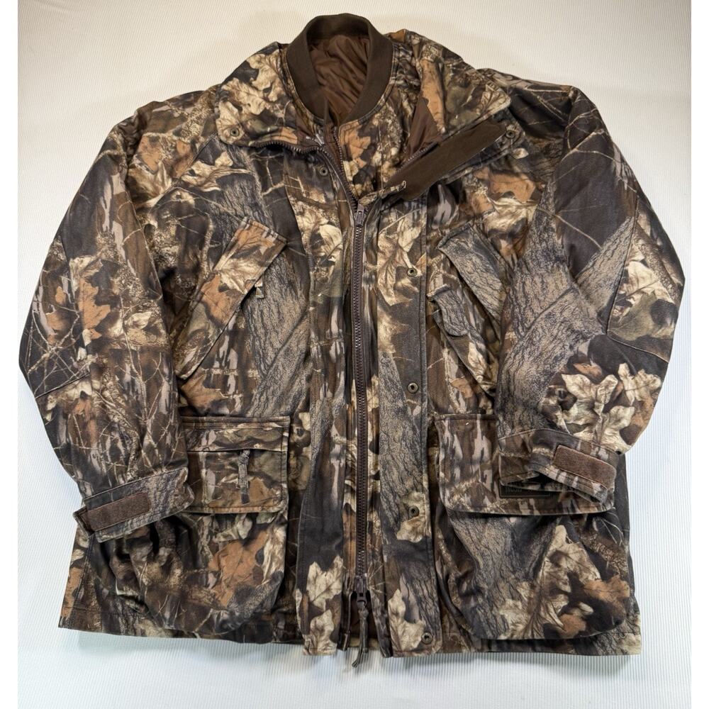Gamehide 3 In 1 Camo Hunting Jacket Mens XL Mossy Oak Reversible Liner
